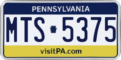 PA license plate MTS5375