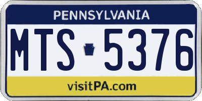PA license plate MTS5376