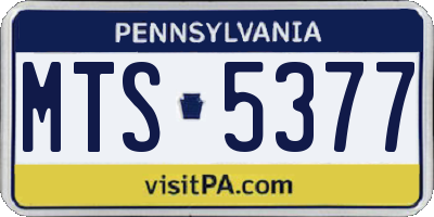 PA license plate MTS5377