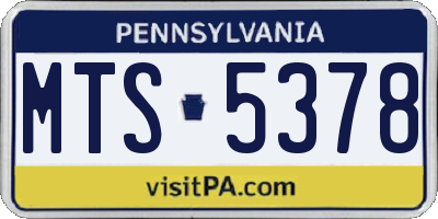 PA license plate MTS5378