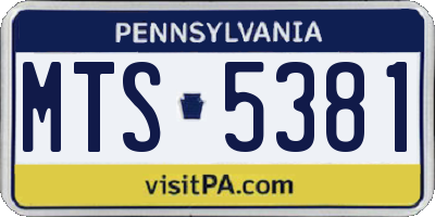 PA license plate MTS5381
