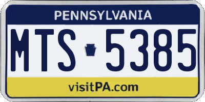 PA license plate MTS5385
