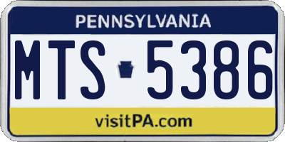 PA license plate MTS5386