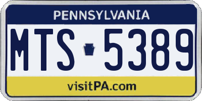 PA license plate MTS5389