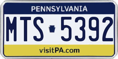 PA license plate MTS5392