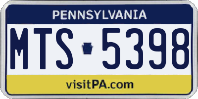PA license plate MTS5398