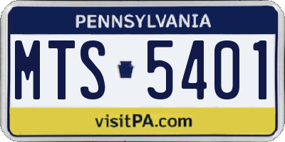 PA license plate MTS5401