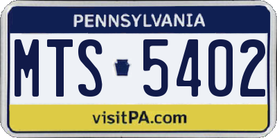 PA license plate MTS5402
