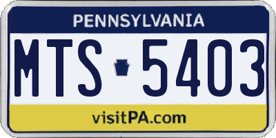 PA license plate MTS5403