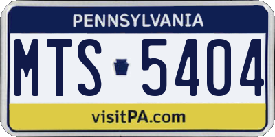PA license plate MTS5404