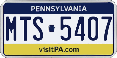 PA license plate MTS5407