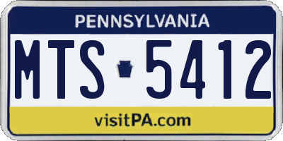PA license plate MTS5412