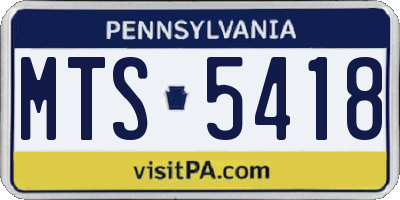 PA license plate MTS5418