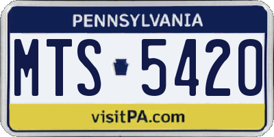 PA license plate MTS5420