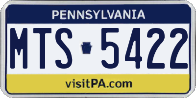PA license plate MTS5422