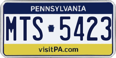 PA license plate MTS5423