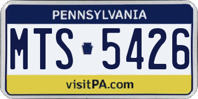 PA license plate MTS5426
