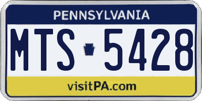 PA license plate MTS5428