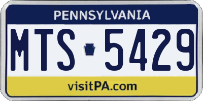 PA license plate MTS5429