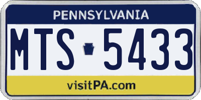 PA license plate MTS5433