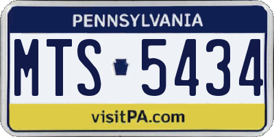 PA license plate MTS5434
