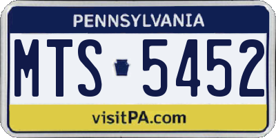 PA license plate MTS5452
