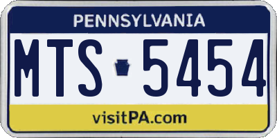 PA license plate MTS5454