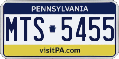 PA license plate MTS5455