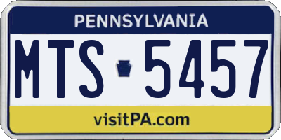 PA license plate MTS5457