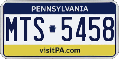 PA license plate MTS5458