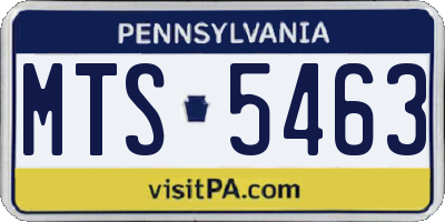 PA license plate MTS5463