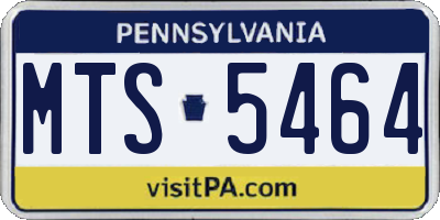 PA license plate MTS5464