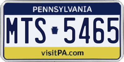 PA license plate MTS5465