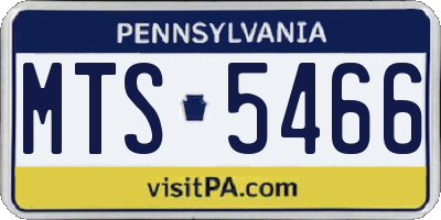 PA license plate MTS5466