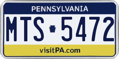 PA license plate MTS5472