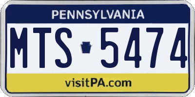 PA license plate MTS5474