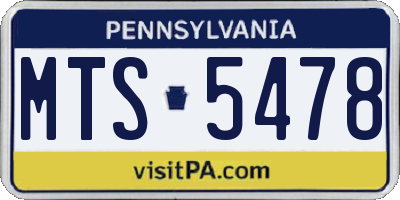 PA license plate MTS5478