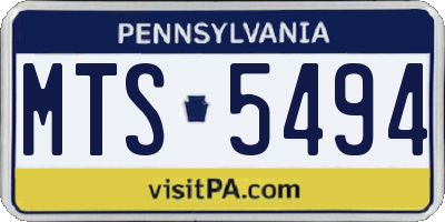 PA license plate MTS5494