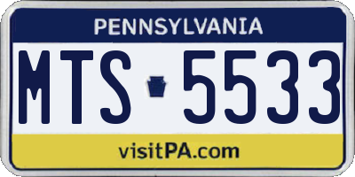 PA license plate MTS5533