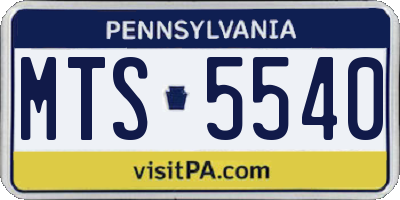 PA license plate MTS5540