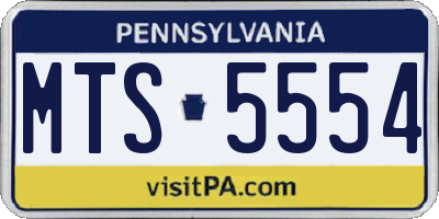 PA license plate MTS5554