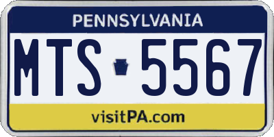 PA license plate MTS5567