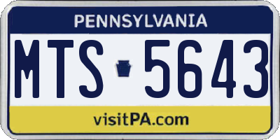 PA license plate MTS5643