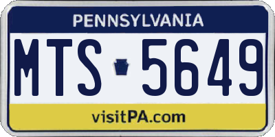 PA license plate MTS5649