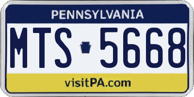PA license plate MTS5668