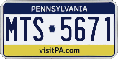 PA license plate MTS5671
