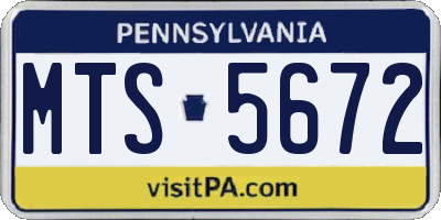 PA license plate MTS5672