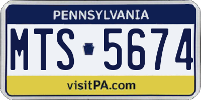 PA license plate MTS5674