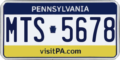 PA license plate MTS5678