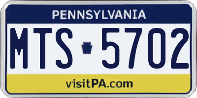 PA license plate MTS5702